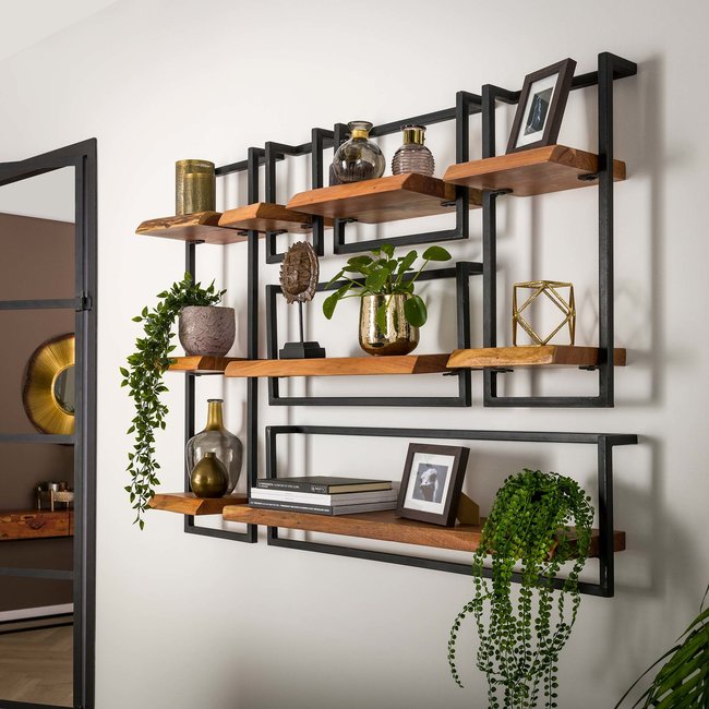 WoonStijl Set Wandplanken Acacia Live Edge Groot