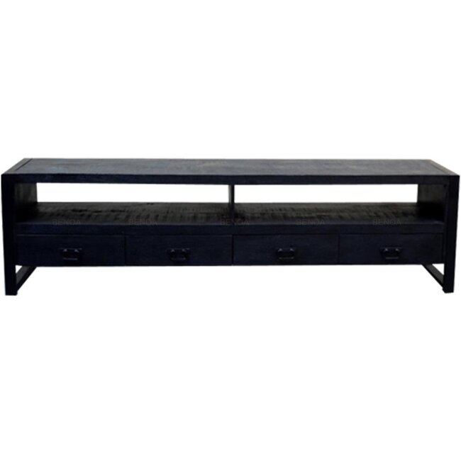 Benoa TV meubel Industrial Zwart Mango met 4 lades - 220 cm