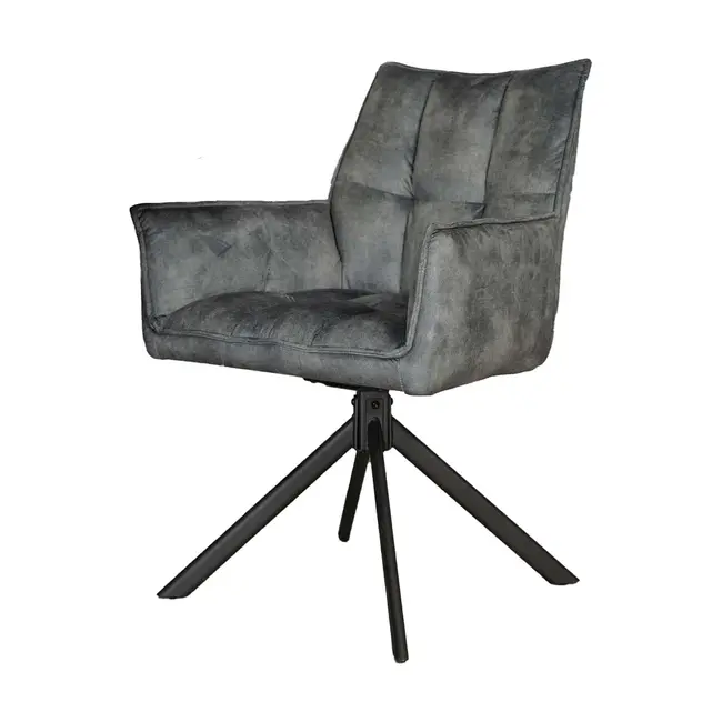 Starfurn Eettafelstoel Dani velvet lichtblauw