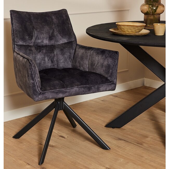 Starfurn Eettafelstoel Dani velvet antraciet