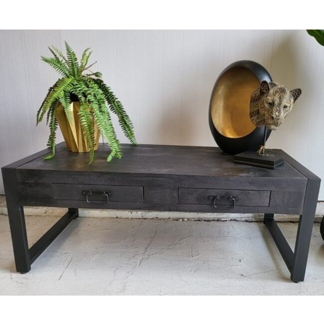 Benoa Salontafel Industrial zwart Mango met lades