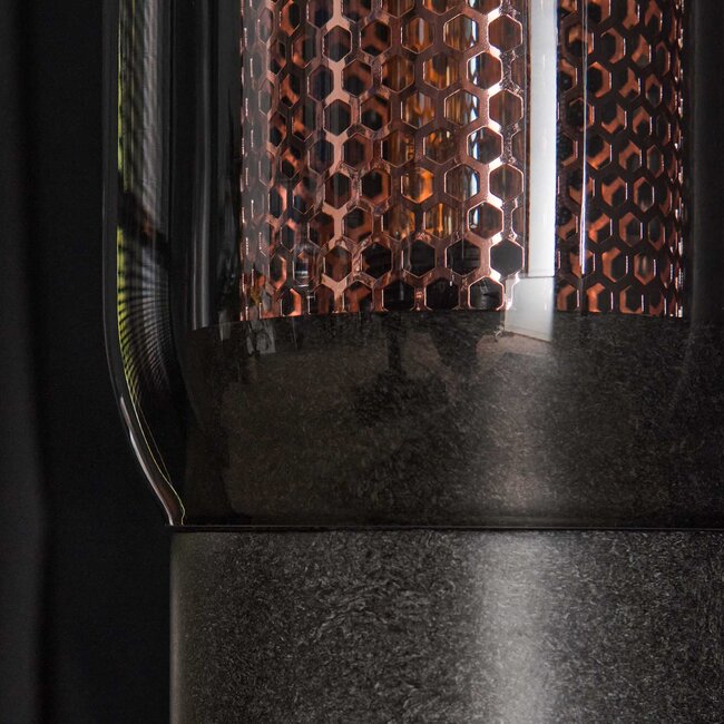 WoonStijl Tafellamp smoke glas-geperforeerd staal