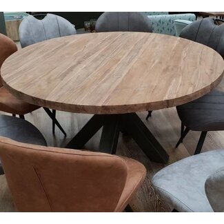 Benoa Eettafel rond met dik massief teak blad Ø 120 cm