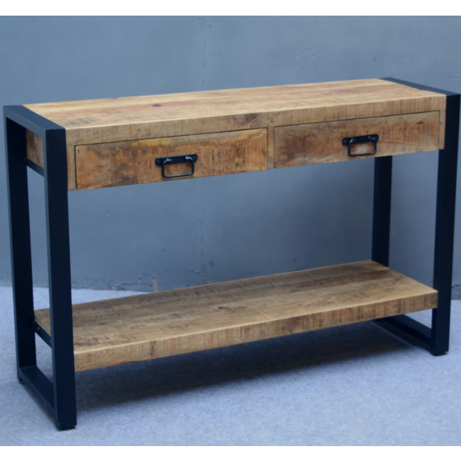 Benoa Sidetable mango met 2 lades en onderblad 120 cm