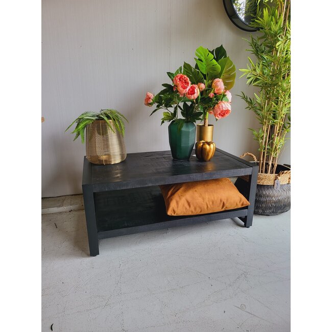 Benoa Salontafel Industrial Zwart Mango met onderblad