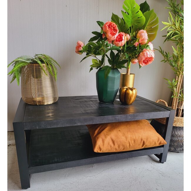 Benoa Salontafel Industrial Zwart Mango met onderblad