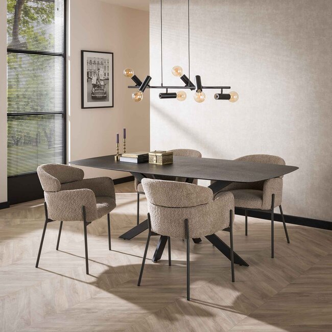 WoonStijl Eetkamerstoel Boucle ronde rug zand