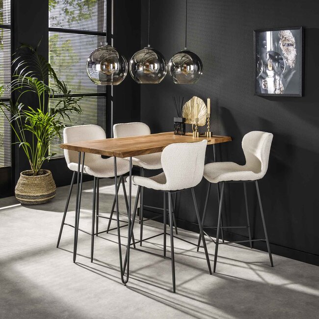 WoonStijl Barstoel ronde buis Boucle wit