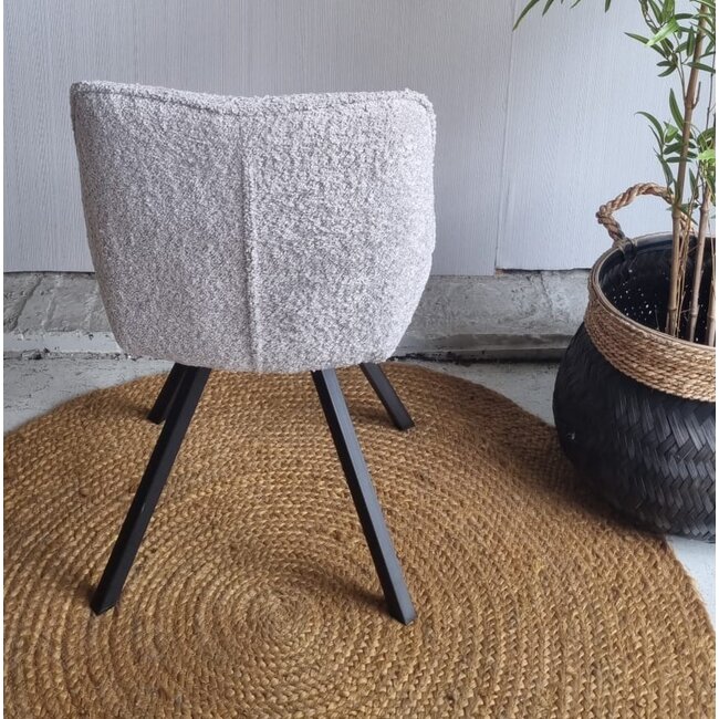 WoonStijl Eettafelstoel Plooi Boucle zilverkleurig