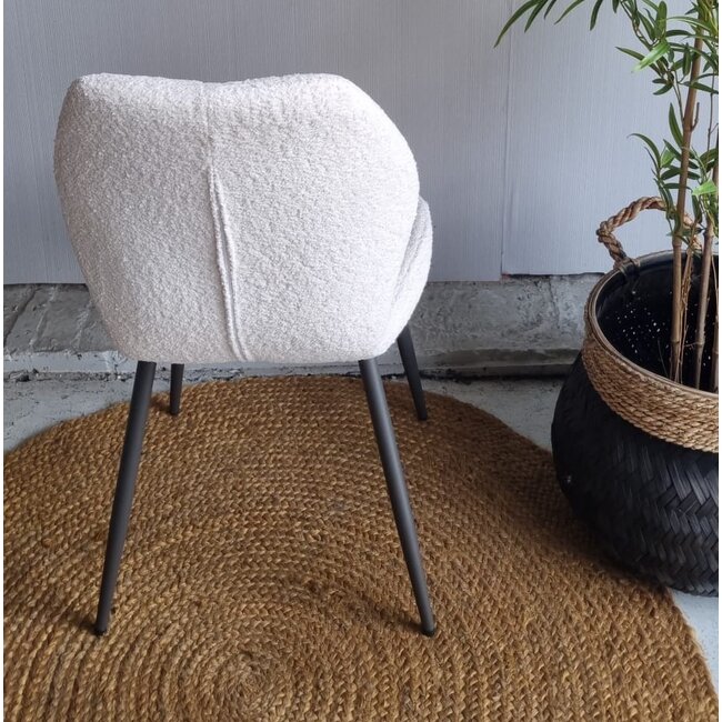 WoonStijl Eetkamerstoel Lende Boucle wit