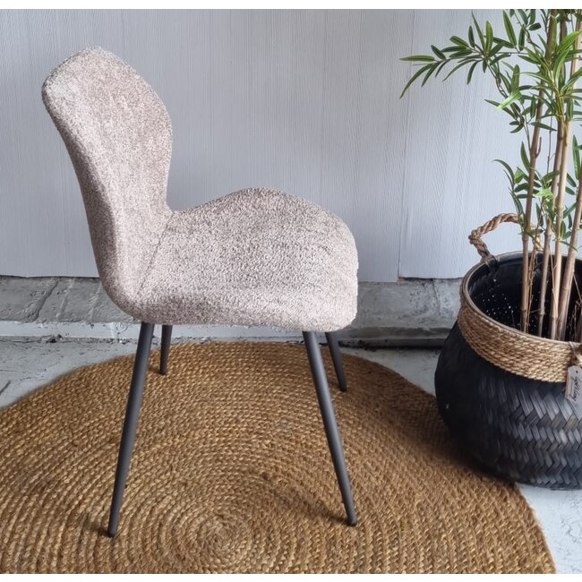 WoonStijl Eetkamerstoel Lende Boucle zandkleur