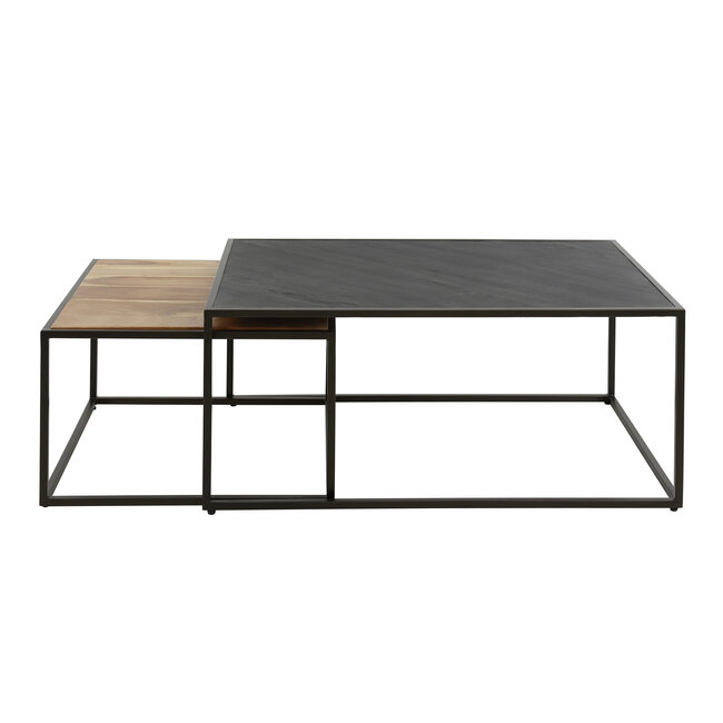 WoonStijl Salontafel set van 2 slate mix acacia