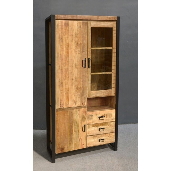 Benoa Vitrinekast Industrial Mango open kant rechts