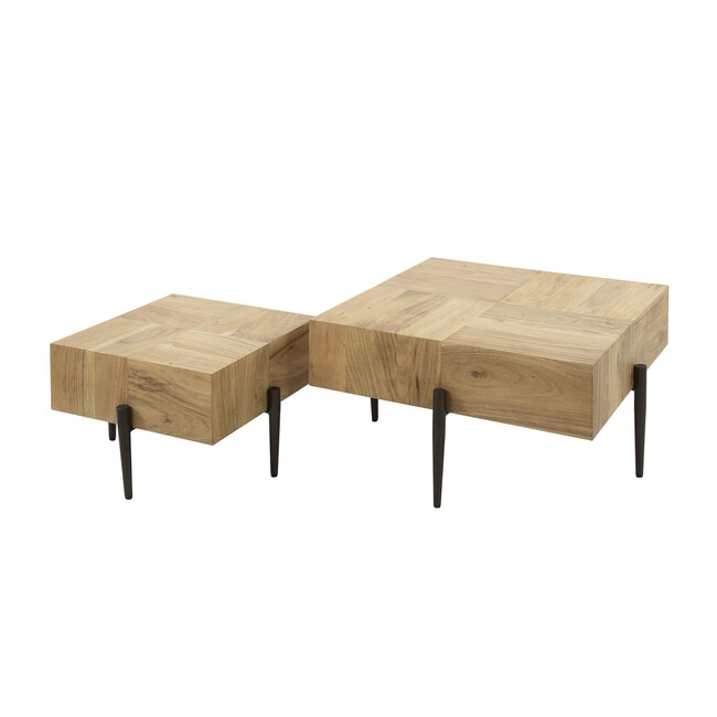 WoonStijl Salontafel Blocks acacia set van 2
