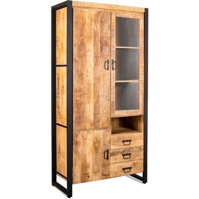 Benoa Vitrinekast Industrial Mango open kant rechts