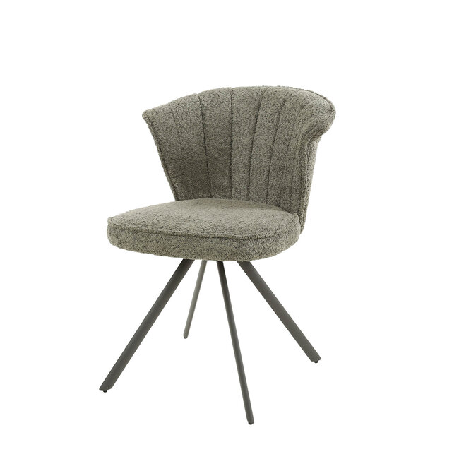 WoonStijl Eettafelstoel halfronde rug spring boucle taupe - Set van 2 stoelen