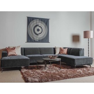 Tower Living Bank Leeds - Ottomane +  2,5 zits + Chaise Longue Rechts - City 464 Zwart blauw