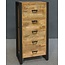 Benoa Ladekast Industrial Mango smal met 5 lades
