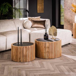 WoonStijl Salontafelset Slate rond - set van 2