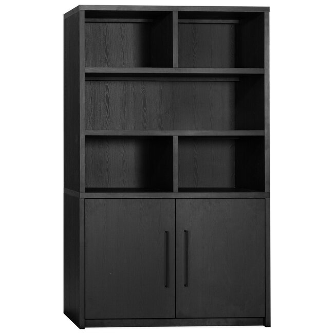 WoonMax Wandkast Broadway 2 deurs - Noir inclusief verlichting