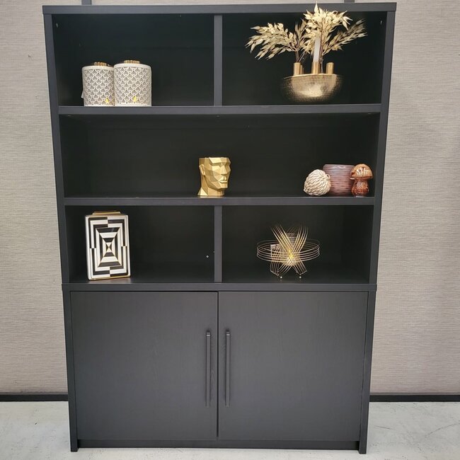 WoonMax Wandkast Broadway 2 deurs - Noir inclusief verlichting