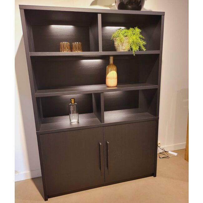 WoonMax Wandkast Broadway 2 deurs - Noir inclusief verlichting