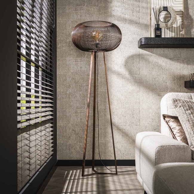 WoonStijl Vloerlamp 3-poot copper twist