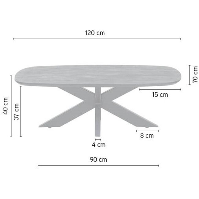MySons Salontafel Akagi Mango Deens ovaal asblond 120 cm