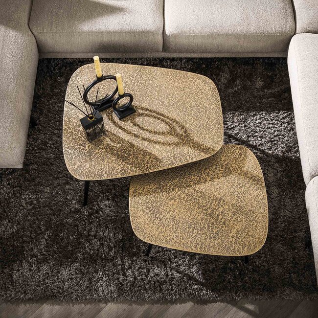 WoonStijl Salontafel set van 2 XXL metallic