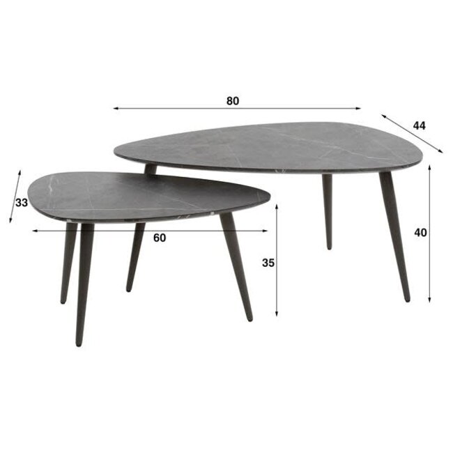 WoonStijl Salontafel set van 2 pear shaped organisch