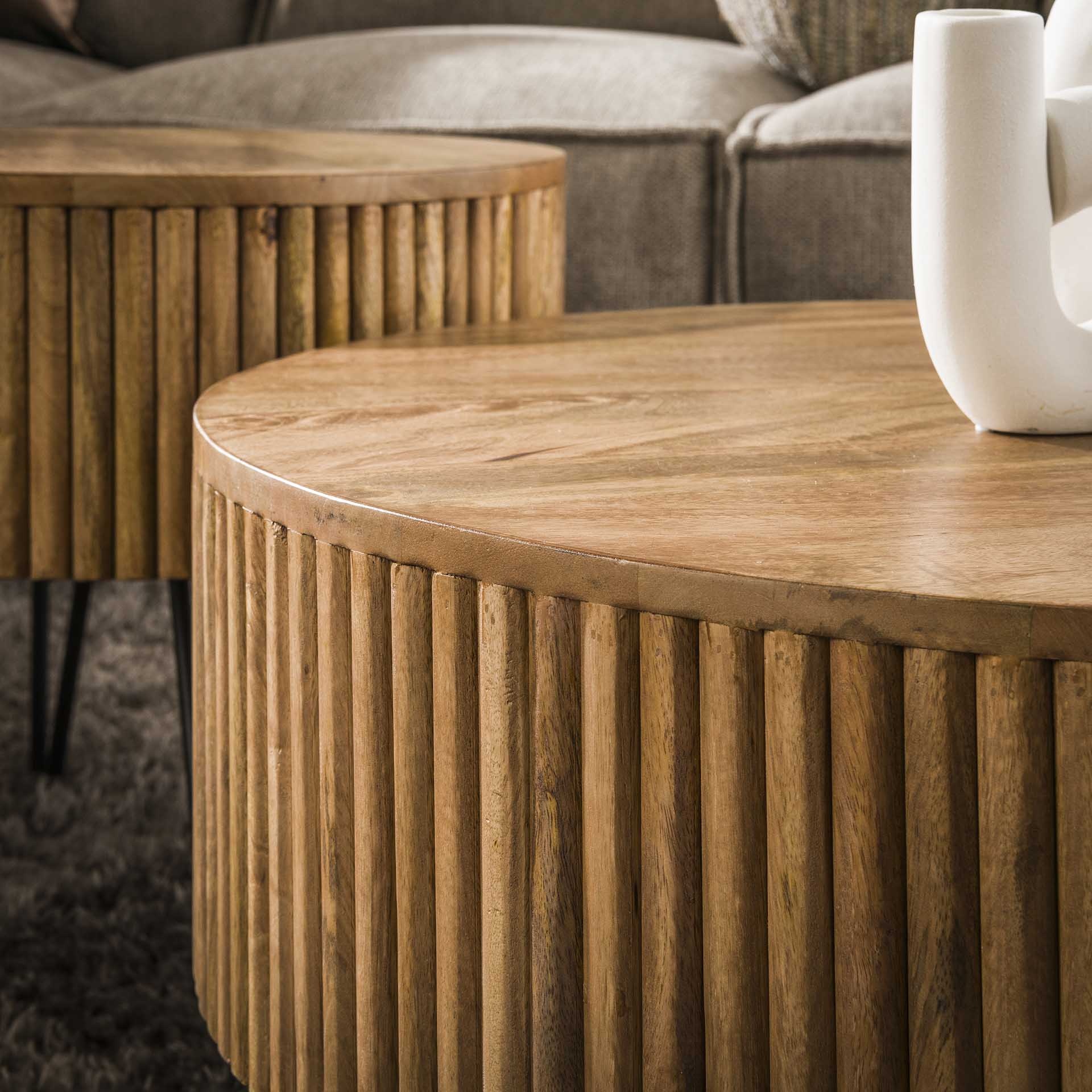 Salontafel set/2 wave rond - Gratis thuisbezorgd - Houten Meubel Outlet