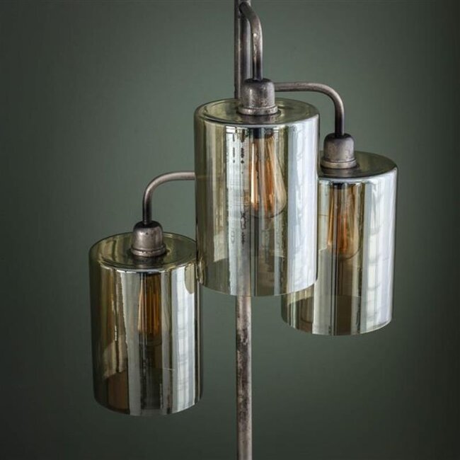 WoonStijl Vloerlamp 3L harbor amber glas / Oud zilver