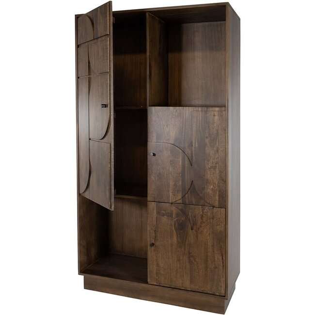 Nijwie Opbergkast Kaapstad walnoot met 3 deuren en 2 open vakken