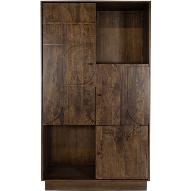 Nijwie Opbergkast Kaapstad walnoot met 3 deuren en 2 open vakken