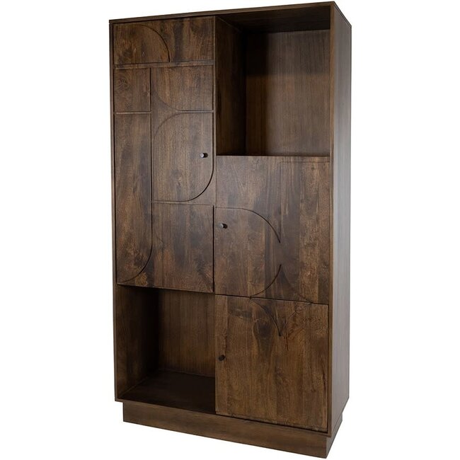 Nijwie Opbergkast Kaapstad walnoot met 3 deuren en 2 open vakken