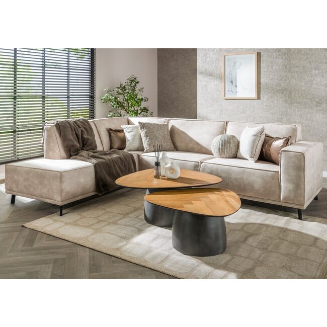 Wildeboer v/d Weide Hoekbank Oklahoma 2,5 zits met ottomane links velvet beige