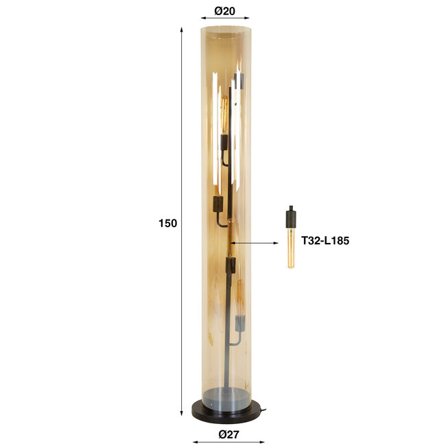WoonStijl Vloerlamp 5L tube amber glas