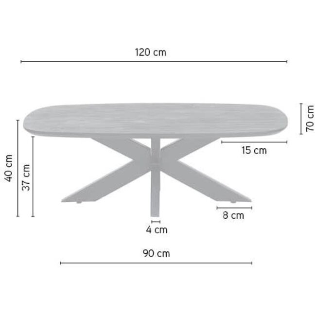 MySons Salontafel Akagi Mango Deens ovaal naturel 120 cm