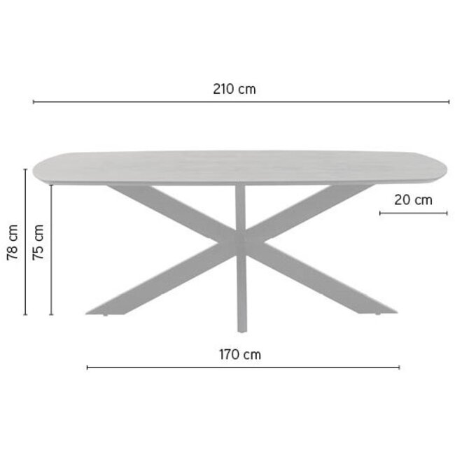 MySons Eettafel Akagi Mango Deens ovaal naturel 210 cm