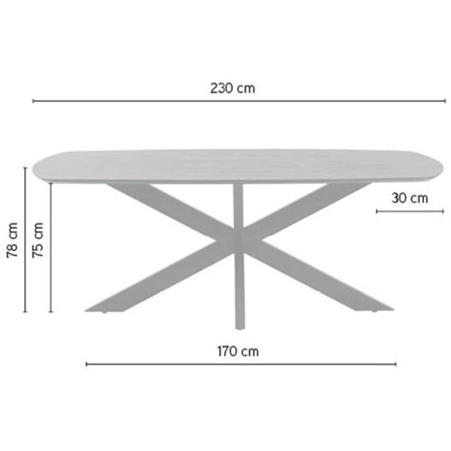 MySons Eettafel Akagi Mango deens ovaal naturel 230 cm