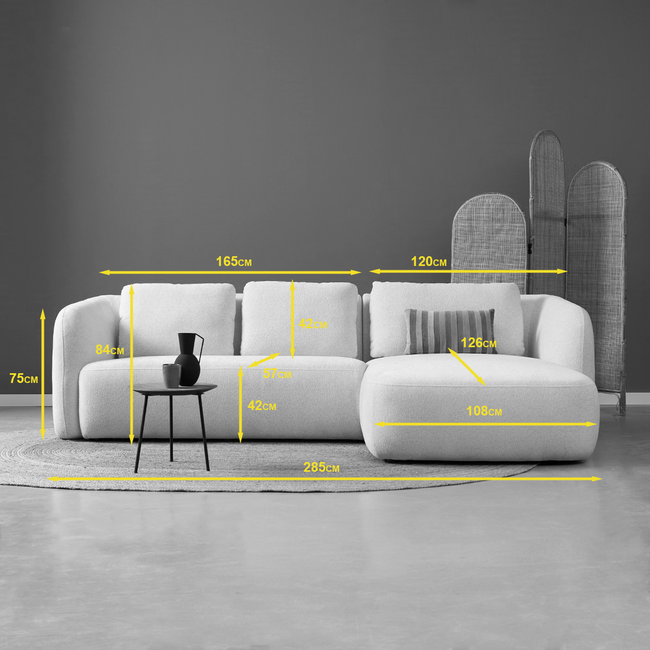 Pepp Hoekbank CLOUD met chaise longue links in Raven 22