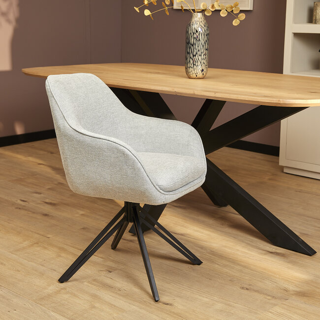Starfurn Eetkamerstoel Jens | Light Grey | Met armleuning