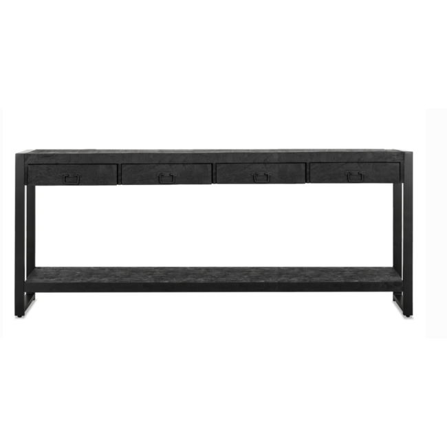 Benoa Sidetable mango met 4 lades en onderblad 180 cm zwart