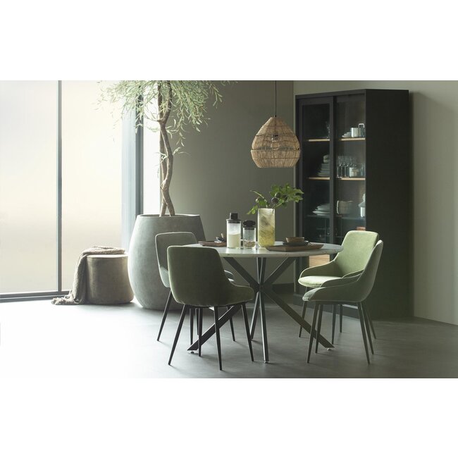 Woood Bruno Eettafel Rond Mdf Wit/zwart Marmeren Look Blad Ø120cm