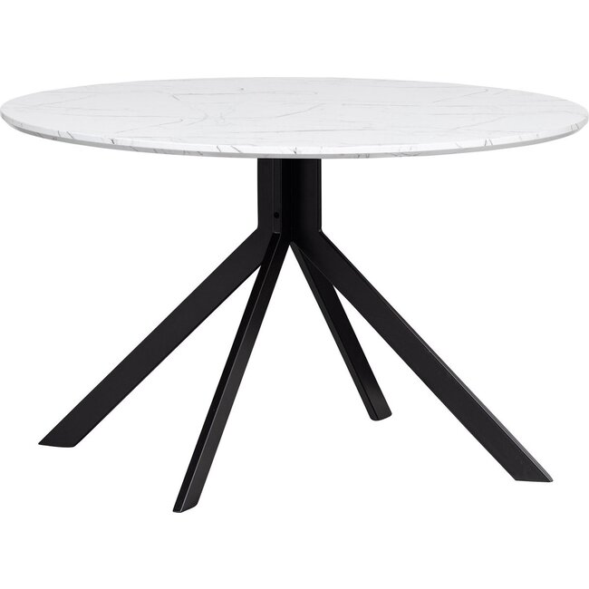 Woood Bruno Eettafel Rond Mdf Wit/zwart Marmeren Look Blad Ø120cm
