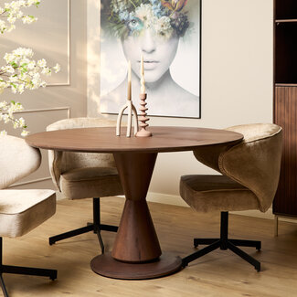 Starfurn Eettafel Lima Walnut| 130 cm | Rond