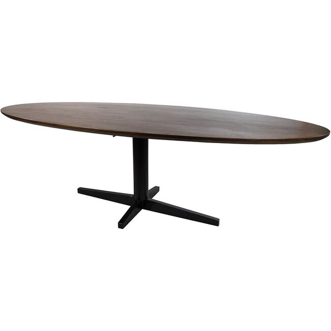 Nijwie Eetkamertafel Scorpio Mango bruin ovaal 240 cm met zwarte poot