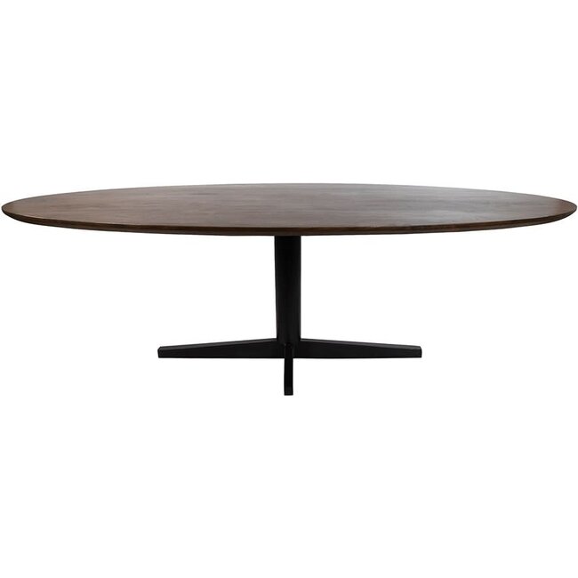 Nijwie Eetkamertafel Scorpio Mango bruin ovaal 190 cm met zwarte poot