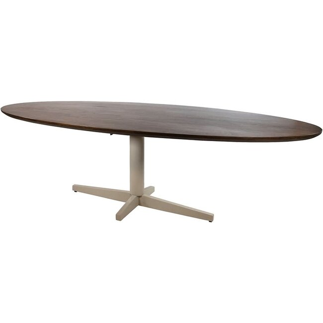 Nijwie Eetkamertafel Scorpio Mango bruin ovaal 220 cm met beige poot