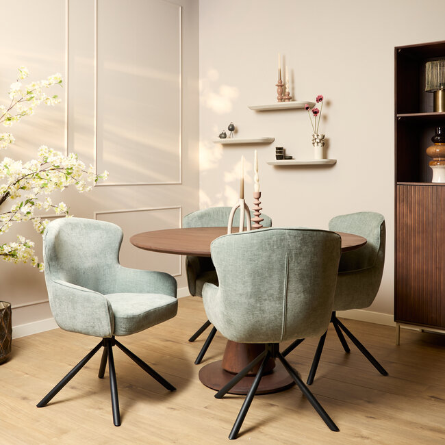 Starfurn Eetkamerstoel Hanna | Water Green | Met armleuning